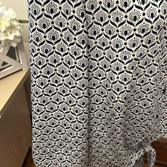 Alex Marie navy white button front tie waist long sleeve blouse Size XL EUC - Picture 6 of 11